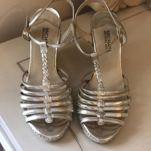 Michael Kors gold wedges sandals size 7